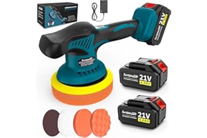 Cordless Car Buffer Polisher 21V - SundpeyPRO 6 Inch Car Buffer with 8 Variable Speed & 2 X 4.0Ah Battery - 6000RPM Portable Dual Action Polisher for Car Detailing Waxing Polishing Scratch Removing