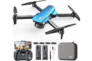 Holy Stone HS290 Foldable Drone with 1080P HD Camera for Beginners, RC Quadcopter with Optical Flow, APP Control, Tap Fly, 3 Speed Modes, 2 Modular Batteries, Toys Gifts for Boys and Girls, Blue