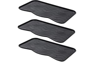 Carpido Tacka ociekowa na buty, 3-częściowy zestaw półek na buty – podkładka pod miskę, podkładka pod miskę, taca na buty, tacka ociekowa, czarna, 38 x 75 cm