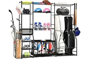 SPIDERCAMP Golf Bag Storage Garage Organizer,2 Golf Bag Storage Racks and Other Sports Equipment Storage Racks, Extra Large Storage Rack for Garage,Holds More Golf Clubs,Balls and Miscellaneous Items