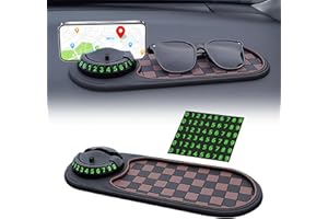 BAFANGLAIUK Multifunctional Vehicle-Mounted Anti-Slip Mat, Multifunction Car Anti-Slip Mat, Rotatable Anti Skid Car Dashboard Pad with Temporary Parking Number, Auto Universal Phone Holder