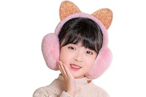FAXIANTHER Paraorecchie da bambina, a prova di freddo, con paillettes, morbide orecchie di gatto, in peluche, per l'inverno, caldo, per bambini, per studenti, regalo di Natale