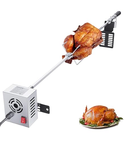 Wiltec Broche BBQ 110cm 230V Acier Fin 4x Fourches à Viande Masselotte - 3