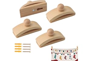KLAIMBMO 4 ganci da parete per trapunte, ganci per tappezzeria, in legno, con clip per trapunte, arazzo da parete, per tappezzeria da parete, in tessuto, con autoadesivo, viti