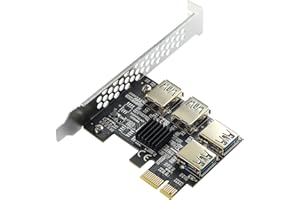 YBBOTT PCI-E 1X to 4 PCI-Express 16X Slots Riser Card Adapter, USB 3.0, Multiplier Expansion Card for Bitcoin Mining, Compatible with Linux, Windows, Windows 10