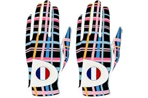 AXKAL Gants De Golf Femme De 2 Main Gauche Droite avec Marqueur Balle Drapeau France Cuir Soft Durable Femmes Ladies Fashion All Weather Grip