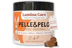 LAMINA CARE – Snack Funzionali con Olio di Pesce per Cani e Vitamine per Pelle e Pelo | Aiuta Contro Prurito Cane, Dermatite Cane e Perdita Pelo | Omega 3 per cani | 90 bocconcini naturali