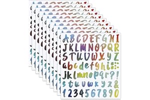 Fuyamp 10 Blätter Buchstaben Aufkleber, Selbstklebendes, Vinyl Klebebuchstaben Wetterfest, Nummern Buchstaben Sticker - Groß Klebe Buchstaben für Schild, Geschäft, Adressnummer DIY Buchstabe Etiketten