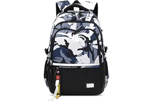 VARLIVOO Mochila Escolares Niños Casual Mochilas Estudiantes Ligera Mochila Portátil Hombre 15,6" Adolescentes Bolsa de Escuela Juveniles Bolsas Colegio Viaje Impermeable Poliéster Daypack Camuflaje B