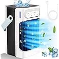 FethFire Portable Air Conditioner, Mini Air Conditioning Unit with 800ml Tanks, 3 Wind Speed & Cool Mist, 2-8H Timer & 7 LED Light Cold AC Unit, Personal Air Cooler Fan for Room,Home,Office（10w）