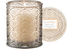 Bougie La Jolíe Muse parfumée à la noix de coco des îles, bougies parfumées pour la maison, bougies cadeaux pour femmes, 170 g, 40 heures de combustion.