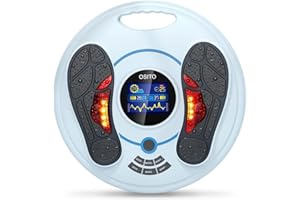 Medical Foot Massager Machine OSITO - Feet Legs Circulation Devices Using EMS and TENS Stimulator, Electrical Muscle Pulse Massage Therapy, Electric Foot Reflexology, Relieve Pain for Neuropathy, Grey