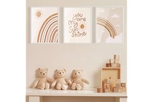 DNGH Quadri Cameretta Bambino Poster Cameretta Bambini Cartone Animato Sole Nuvola Arcobaleno Poster per Neonato Ragazzi Ragazze Bambini Soggiorno Camera da Letto Decorazione da Parete (Luna)