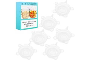 DIDARENBA Tapas Silicona Ajustables Cocina para botes latas tazas vasos reutilizables Sin BPA Ecologicas Resistentes a Altas y Bajas Temperaturas Apta para Lavavajillas transparente