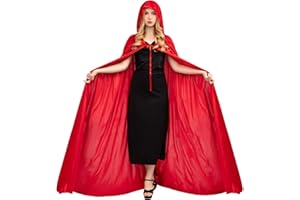 Chitomars Umhang mit Kapuze, groß Size Halloween Umhang Kostüm Damen Samt Cosplay Hexen Vampir Kostüm Erwachsene Umhang Halloween Karneval Mittelalter Robe Rot