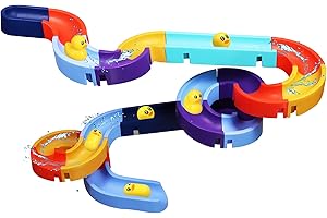 JOITALE Kids Bath Toys, 34Pcs Track Game Bath Shower Water Toys, DIY Educational Bathtub Toys for Toddlers Ages 3 4 5 6 Year Olds Boys Girls