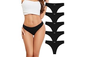 Voenxe Bomull Stringtrosor Dam UnderkläDer Flerpack,Women Cotton Thong | 5 Pack Kvinnor Trosor String,Comfortable Underwear,Brasilian Tangas Panties,Tanga Damtrosor,Sport Trosa Lingerie Multipack