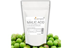 Nutrics® Pure Malic Acid 900mg Capsule - 60 Vegan Capsules (2 Month Supply) - Suitable for Vegan Vegeatarian Diet