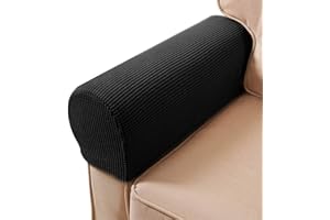 ESRISE Armlehnen-Stuhlbezüge, Stretch-Sessel, Couch, Armlehnenbezug, rutschfest, Spandex, Polyester, Sofa-Stuhl-Armkappen, Schonbezüge für Möbelschutz, 2er-Set (Schwarz 2)