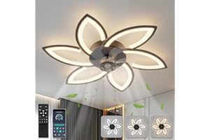‎YUNLONG YUNLONG 78 cm Deckenventilator mit Beleuchtung Sehr Leise Wohnzimmer Dimmbar Led Lampe mit Ventilator Modern DC Motor Ventilator mit Licht Sommer Winter Funktion für Schlafzimmer Küche,Schwarz