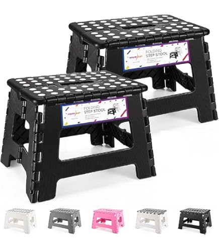 COM-FOUR® opvouwbare opstap met rubberen noppen XXL - opvouwbare opstapkruk - draagbare klimhulp voor huishouden - antislip opvouwbare kruk - draagvermogen tot 150 kg (wit/grijs XXL - 1 stuk