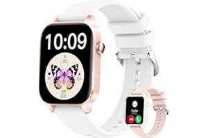 Iaret Reloj Inteligente Mujer con Llamadas,1,85" Smartwatch 2 Correas, Pulsómetro Monitor de Sueño Podómetro Asistente, Reloj Deportivo, Impermeable IP67 Pulsera Actividad para Android iOS, Rosa