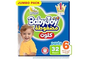 BabyJoy Cullotte Pants Diaper, Jumbo Pack Junior XXL Size 6, 16+ Kg, 32 Diapers