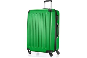 HAUPTSTADTKOFFER - SPREE - Großer Hartschalen-Koffer Trolley Rollkoffer Reisekoffer, 4 Doppel-Rollen, 75 cm, 119 L, Grün