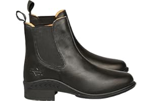 BOW & ARROW EQUESTRIAN Bow & Arrow Ladies Jodhpur Boots | Women Chelsea Ankle Boots | Equestrian Riding Shoes With Cap Toe Low Block Heel Side Elastic Gusset Pull Tab | For Outdoor Riding walking Made With Leather Material