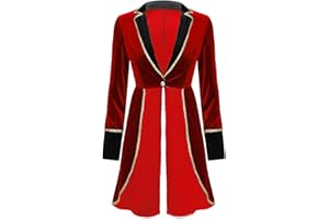 inlzdz Women Red Showman Tailcoat Costume Circus Ringmaster Jacket Carnival Party Fancy Dress Costume