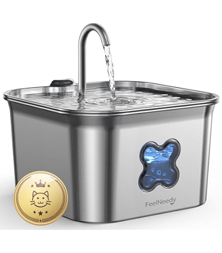 SIBAYS Kattenfontein – 3,5 Liter, 25 DB Ultrastille Pomp, Met LED-indicator En 5-traps Filtersysteem (grijs)