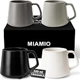 MIAMIO - Set of Coffee Cups (Set of 4) / Large Ceramic Mugs (420ml) - Cup | Large Ceramic Coffee Mugs for Cappuccino, Tea and