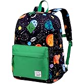 VASCHY Children's Backpack 4-6 Years Water Resistant For Preschool,Space | Children's School Backpack with Chest Zipper, Side