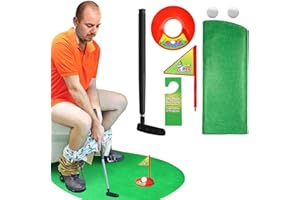 NOVELTY PLACE Toilet Golf Game Set - Practice Mini Golf in Any Restroom/Bathroom - Great Toilet Time Funny Gag Gifts for Golfer