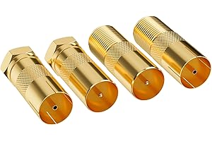Mygatti SAT Antenne Adapter 4 Stück-F-Stecker auf Antennenstecker und Antennenbuchse &F-Buchse auf Antennenstecker undAntennenbuchse,Hochwertiges Adapter-Set für Koax Antenne Verbinder Kupplung