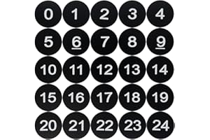 STAYMAX Disques numérotés en plastique - Étiquettes numérotées gravées sans trou (0 à 50, noir)