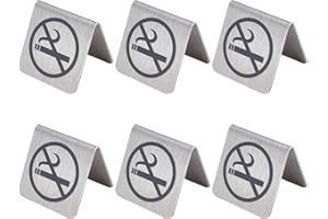 AHANDMAKER Letrero de Acero Inoxidable para Mesa de no Fumar, 6 Piezas, señal de Reserva, señal de Advertencia, Tarjeta de señal de no Fumar, indicador de Logotipo de Escritorio,48 x 50 x 50 mm