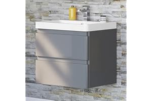 SGIN 600mm Denver Gloss Grey Built In Sink Drawer Unit - Wall Hung