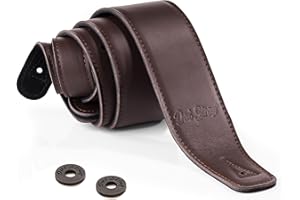 Dat Strap Leather Guitar Strap | for Electric, Acoustic, Electro-Acoustic, Bass, and Classical Guitar | Padded for Extra Comfort | Dark Brown | Includes 2 FREE Pick Geek Steel Picks