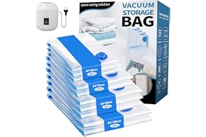 Dcceeo vakuumpåsar för kläder, 10 stycken vakuumpåsar för täcken med elektrisk pump (2 × 40 x 60 cm, 3 × 50 x 70 cm, 2 × 60 x