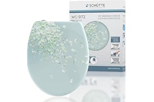 SCHÜTTE Wind Flower - Asiento de inodoro de plástico termoestable Duroplast con descenso automático, tapa de inodoro con diseño y cierre rápido para la limpieza, tapa de Duroplast (carga máx. 150 kg)