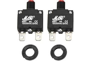 RKURCK 6 Amps Thermal Circuit Breakers 125/250V AC 32V DC Push Button Manual Reset Overload Protector Switch 6A 2 Pcs