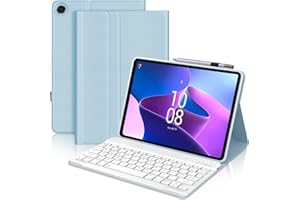 JADEMALL Keyboard Case for Lenovo Tab M10 (3rd Gen) 10.1", Wireless Detachable Bluetooth Keyboard with Protective Cover for Lenovo Tab M10 3rd Gen 10.1 Inch 2022 (TB-328FU/TB-328XU) Tablet, Sky Blue