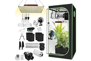 ‎OLLEWIELLAN Ollewiellan Growzelt Komplettset 80x80x160cm mit 200W Flach LED Grow Lampe, Belüftungsset & Aktivkohlefilter, Vollspektrum Hydroponik