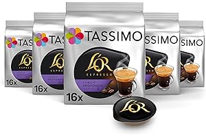 Tassimo Café L'OR Espresso Lungo Profondo, intensidad 8, 80 cápsulas (discos T) compatibles con la cafetera Tassimo Bosch, 5 