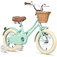 Glerc Little Molly 12-20 Inch Kids Retro Girls Bike for 2-13 Year Old with Wicker Basket & Stabilisers/Kickstand, Multiple Colors