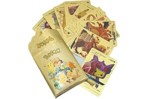 DOUER Nuevo 20 Cartas Pokmo de Material PVC con Alto Ataque, Cartas Extraordinaria, Version Español (Dorada)