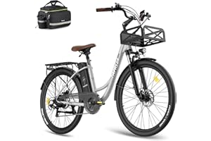 Fafrees Bicicletta Elettrica, City Bike Elettrica da 250 W, Bici Elettrica 36 V/20,3 Ah, Portapacchi Anteriore, Bici Elettrica da 26 Pollici per Adulti, Autonomia 160 KM, 2024 F26 LASTING
