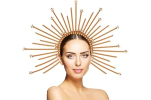 NICENEEDED Mujer Diosa Halo Corona, Estrella, Reina, Corona, Sunburst, Tocado Dorado para Mujer, Tocado Nupcial para Fiesta, Cosplay, Disfraz de Halloween, Accesorios para Sesión de Fotos