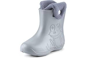 Ladeheid Stivaletti Pioggia Bambino in EVA Termici, Invernali Stivali Pioggia Bambina Calzino Interno con Bottoni e Motivo a Rana, Scarpe Bambino LA-CA-04